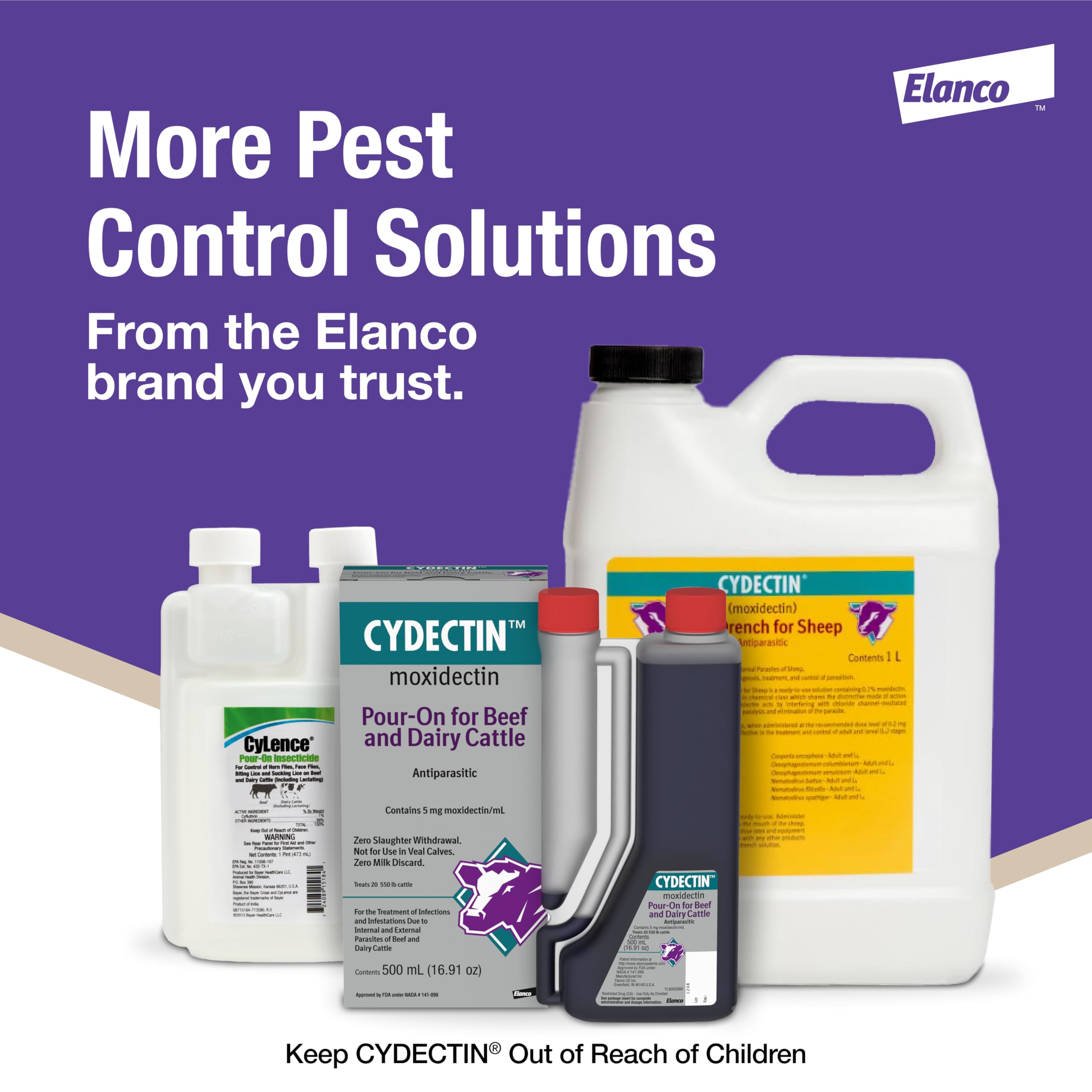 Elanco Cydectin environmental info graphic showing dung beetle-friendly note and stewardship benefit