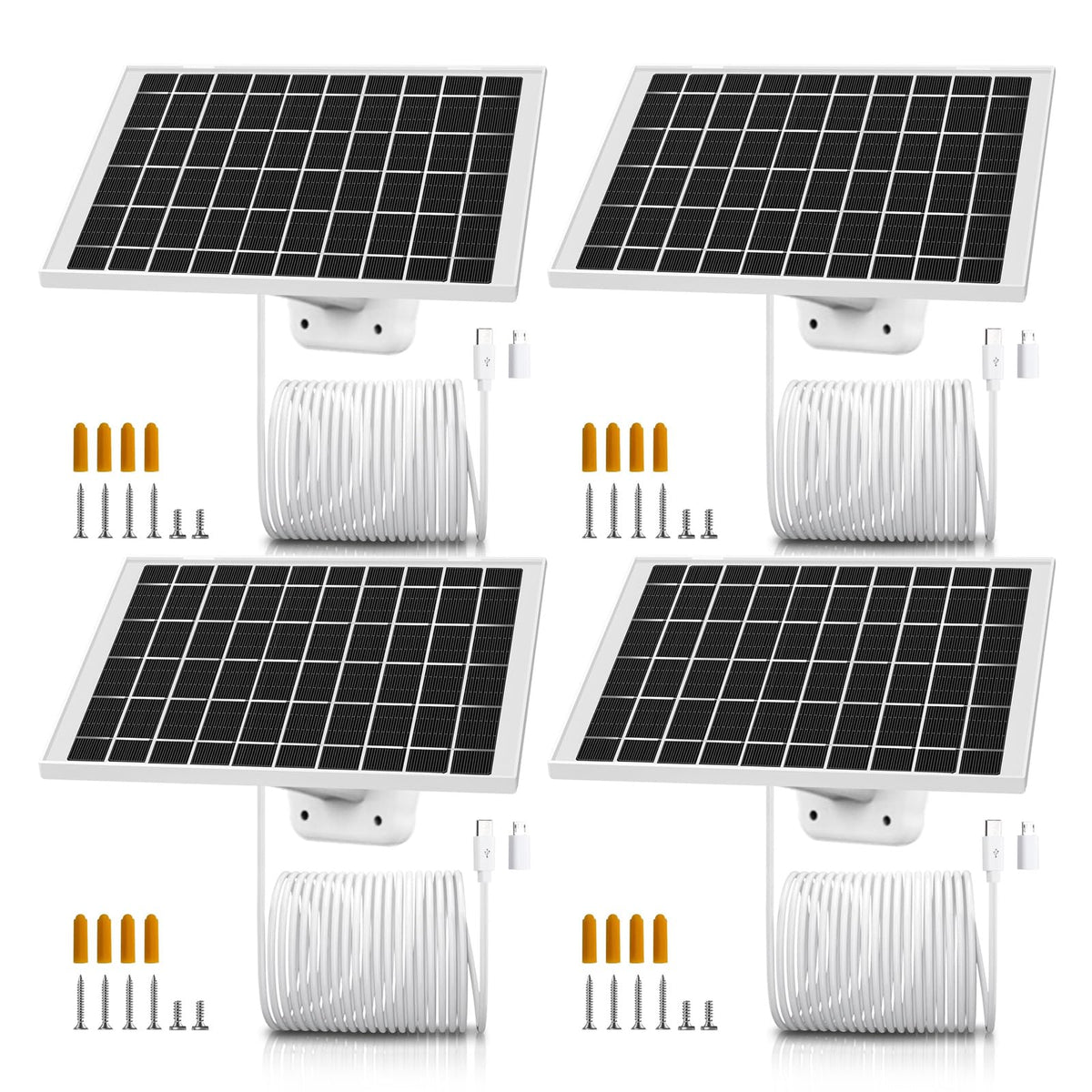 CYJJZQ front view of four solar panels showing compact kit and quick setup benefit