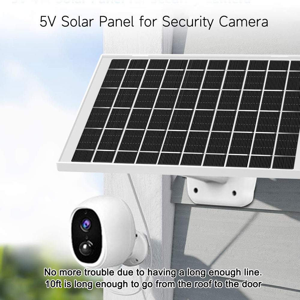 CYJJZQ solar panel installed on porch in daylight illustrating continuous camera power advantage