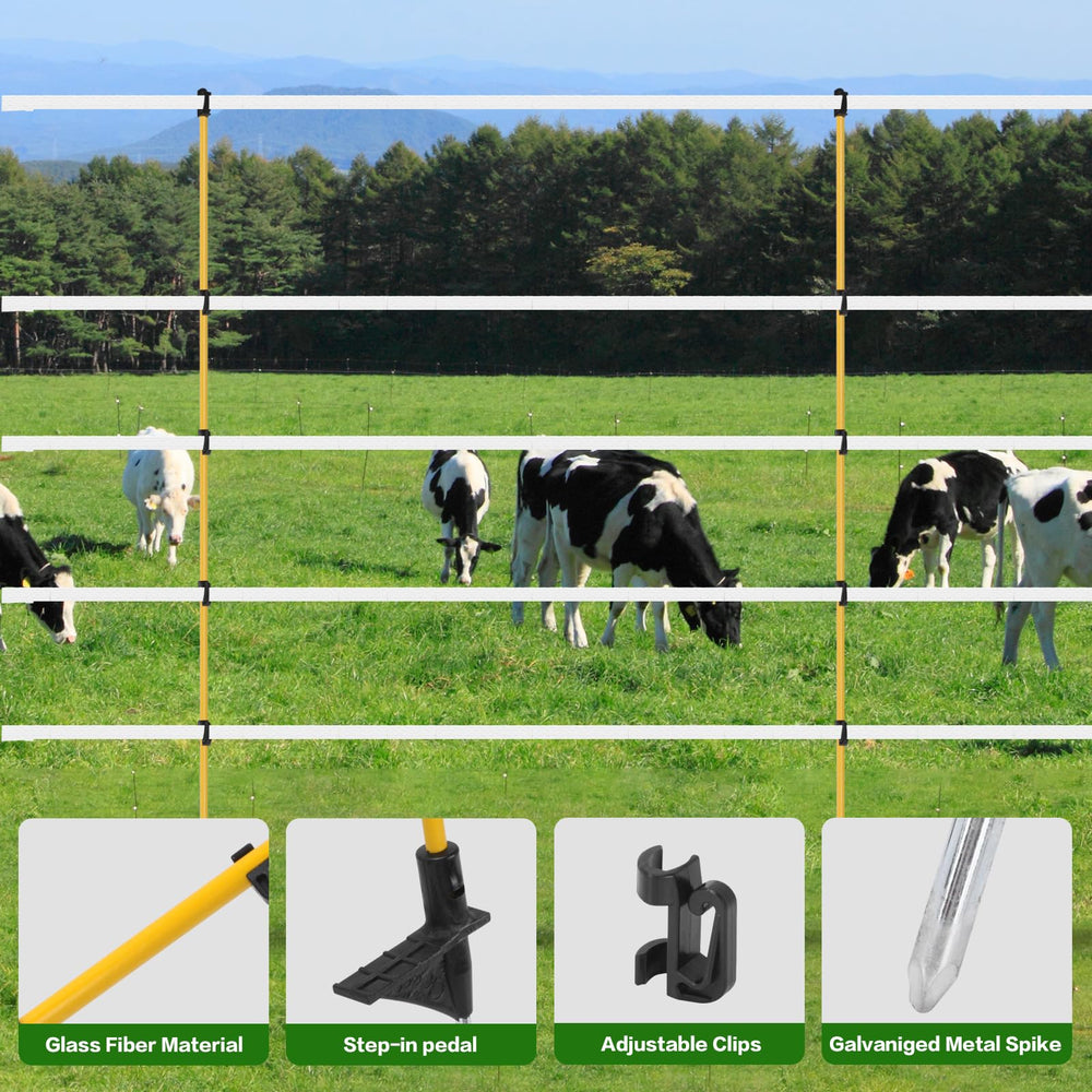 CYM-INSIST single post in a pasture with livestock showing effective animal containment benefit