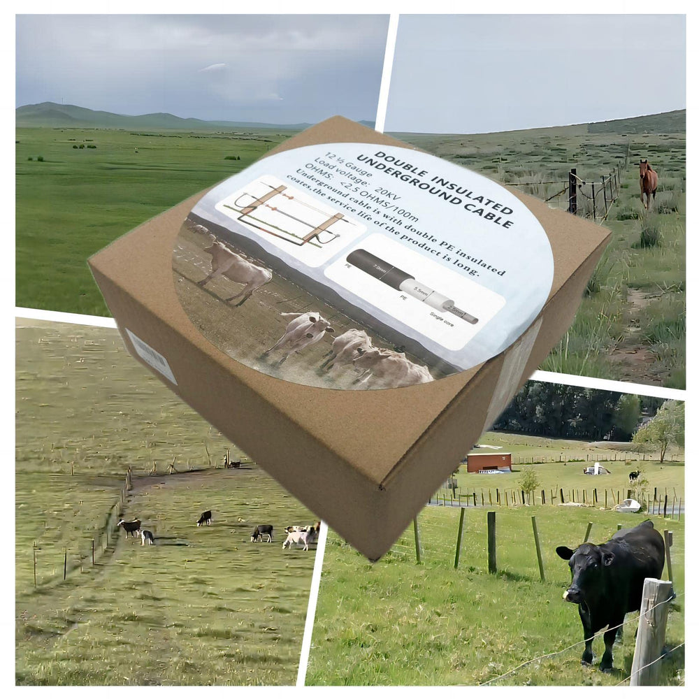 CYM-INSIST installed on rural fence showcasing durable underground feed for livestock containment