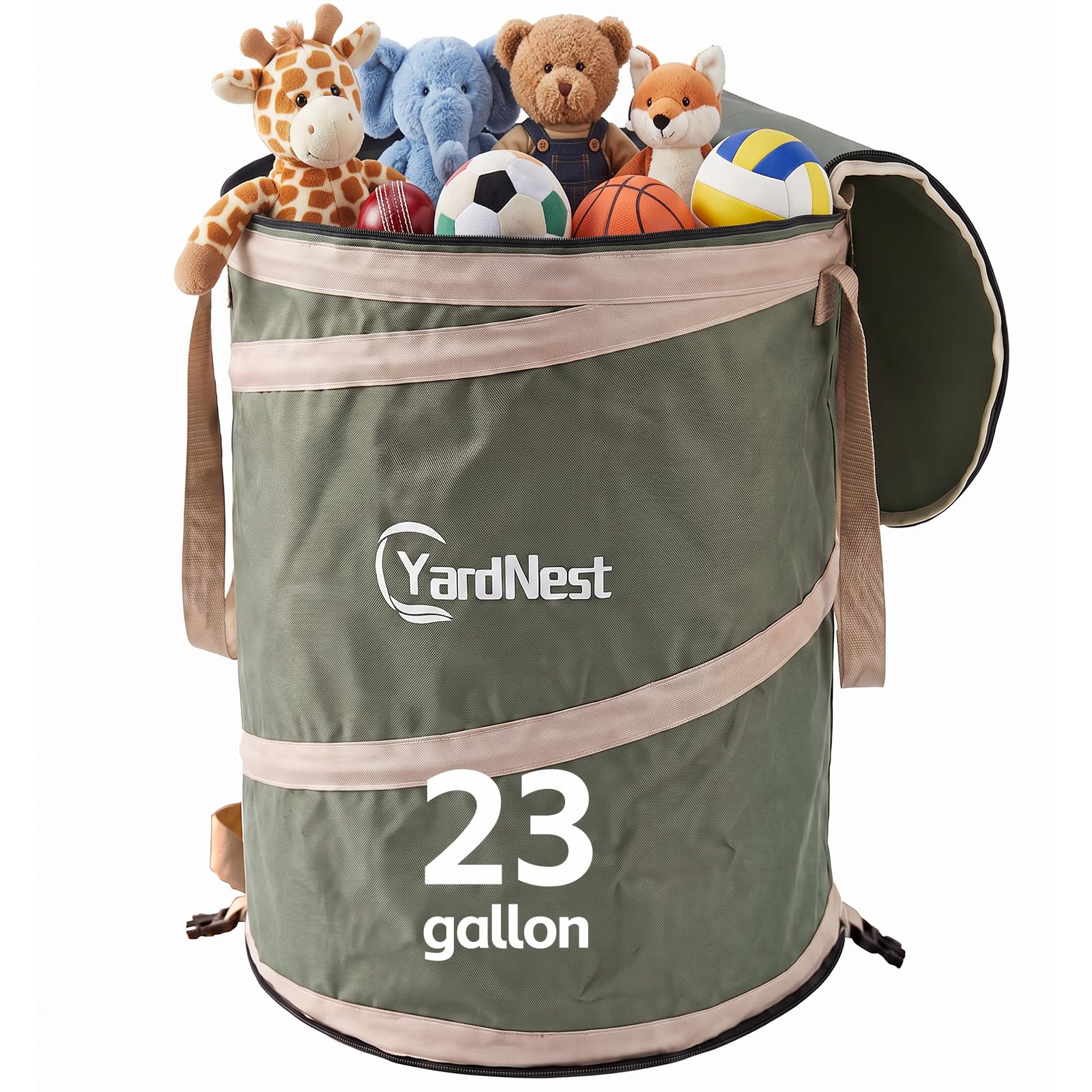 CYardNest front view showing pop‑up shape and durable rim for easy filling