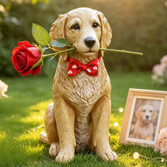 Cynkeyee puppy front view showing rose bouquet and curb appeal