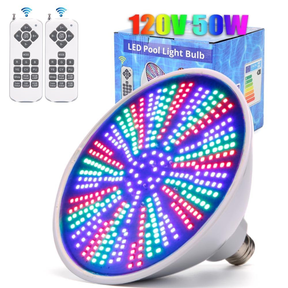 Cynlink front view of LED pool bulb showing bright colorful glow benefit