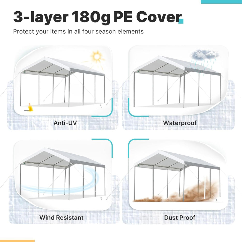CYS Canopy in use with car under shelter providing weather protection