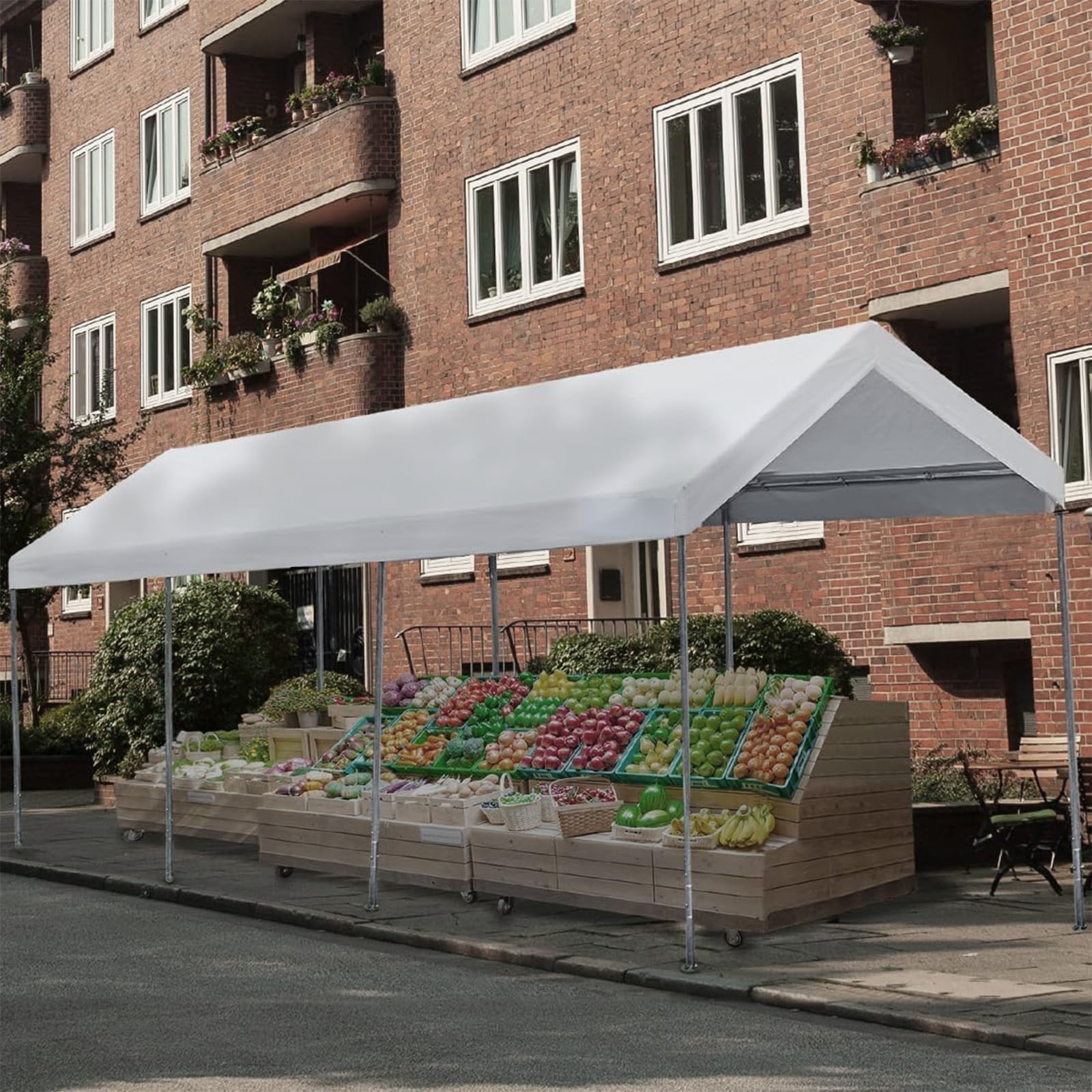 CYS Canopy lifestyle driveway setup showing shelter protecting equipment