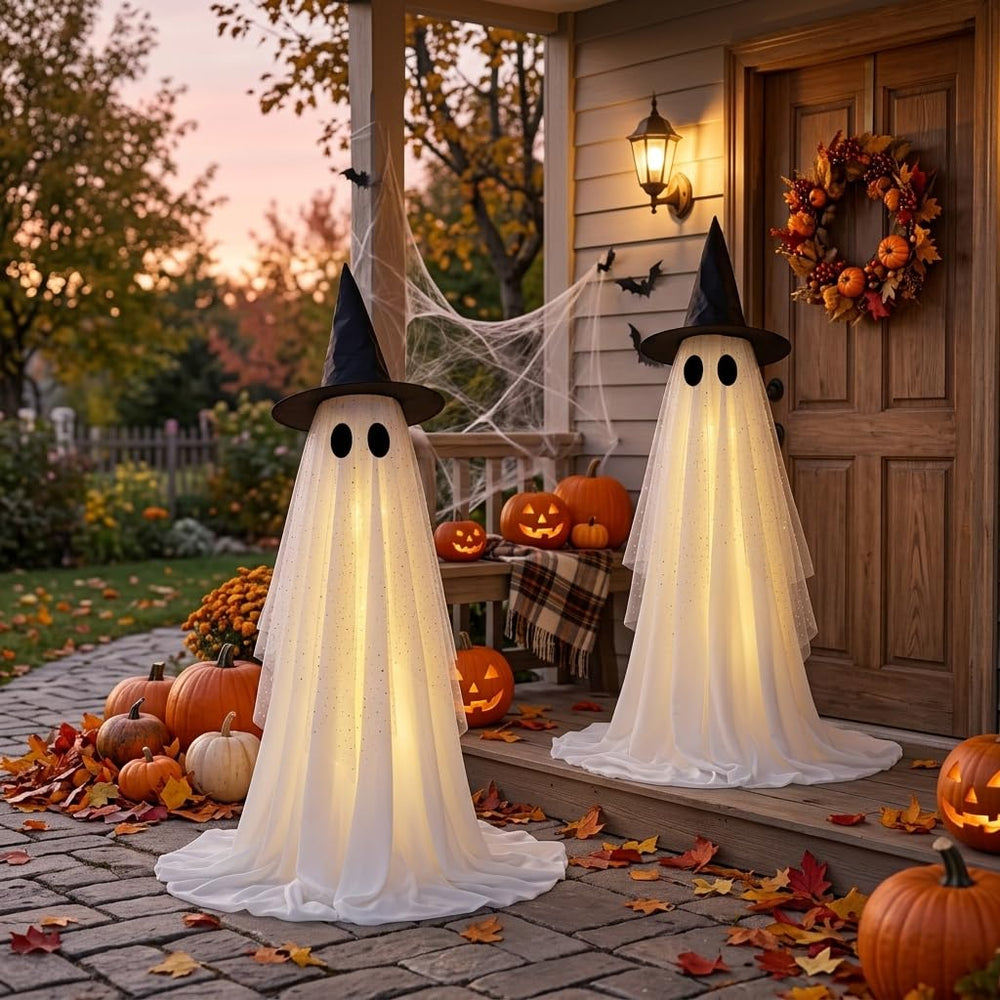 CYSKXYI porch display with pumpkins enhancing Halloween curb appeal