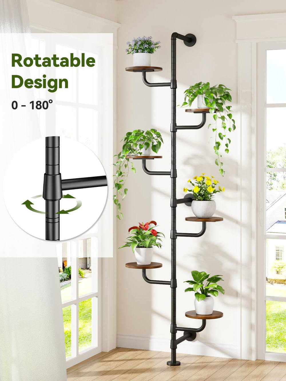 CYXPHION rotating shelf mid-turn showing 180-degree rotation for improved light access