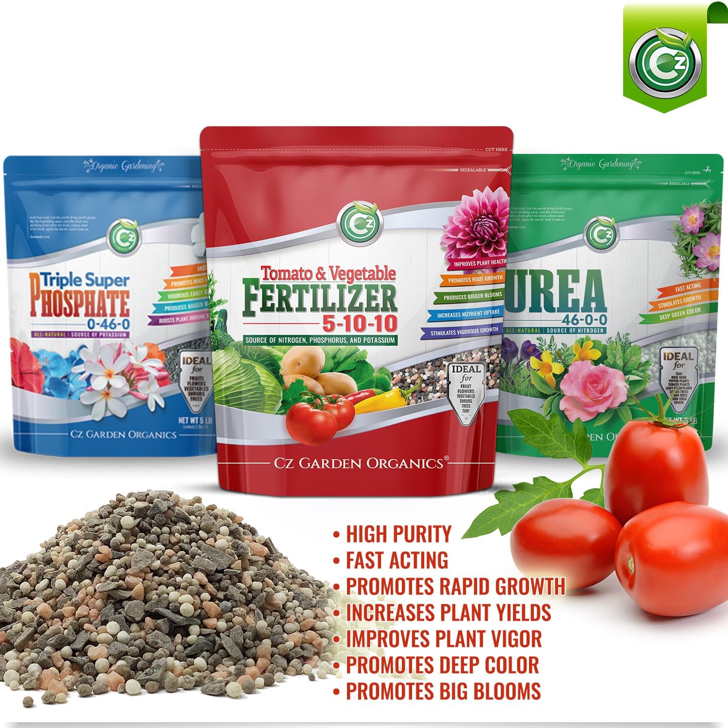Cz Garden granular texture close-up for even spreading and quick activation