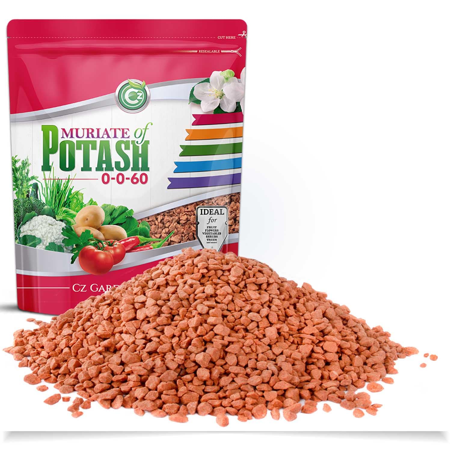 Cz Garden front packaging of muriate of potash showing product branding and benefits