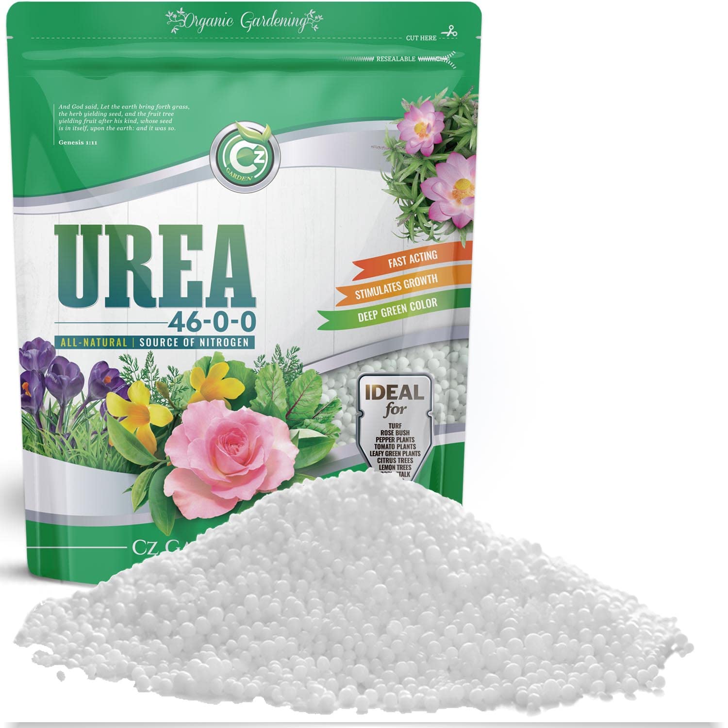 Cz Garden urea applied in vegetable bed to demonstrate boosted leafy growth potential