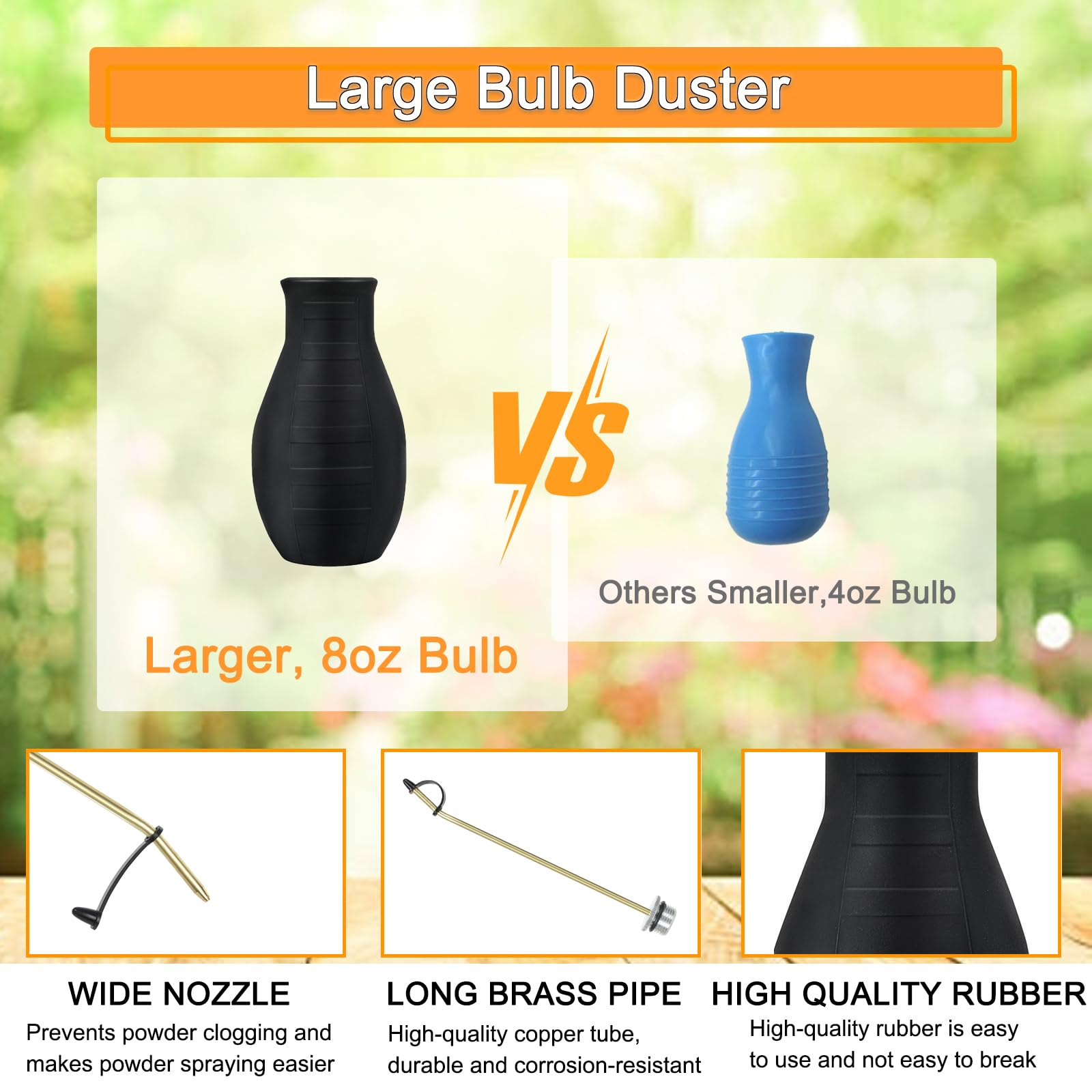 CZA duster full kit layout showing included funnel, scoop, hoses and gloves for tidy filling