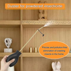 CZA duster long brass tube close-up showing reach for precise powder placement