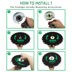 CZS blade mounted on trimmer cutting thick brush efficiently
