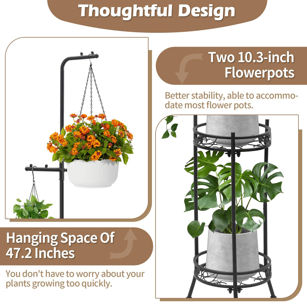 CZWL&HG on balcony with hanging baskets creating layered vertical garden