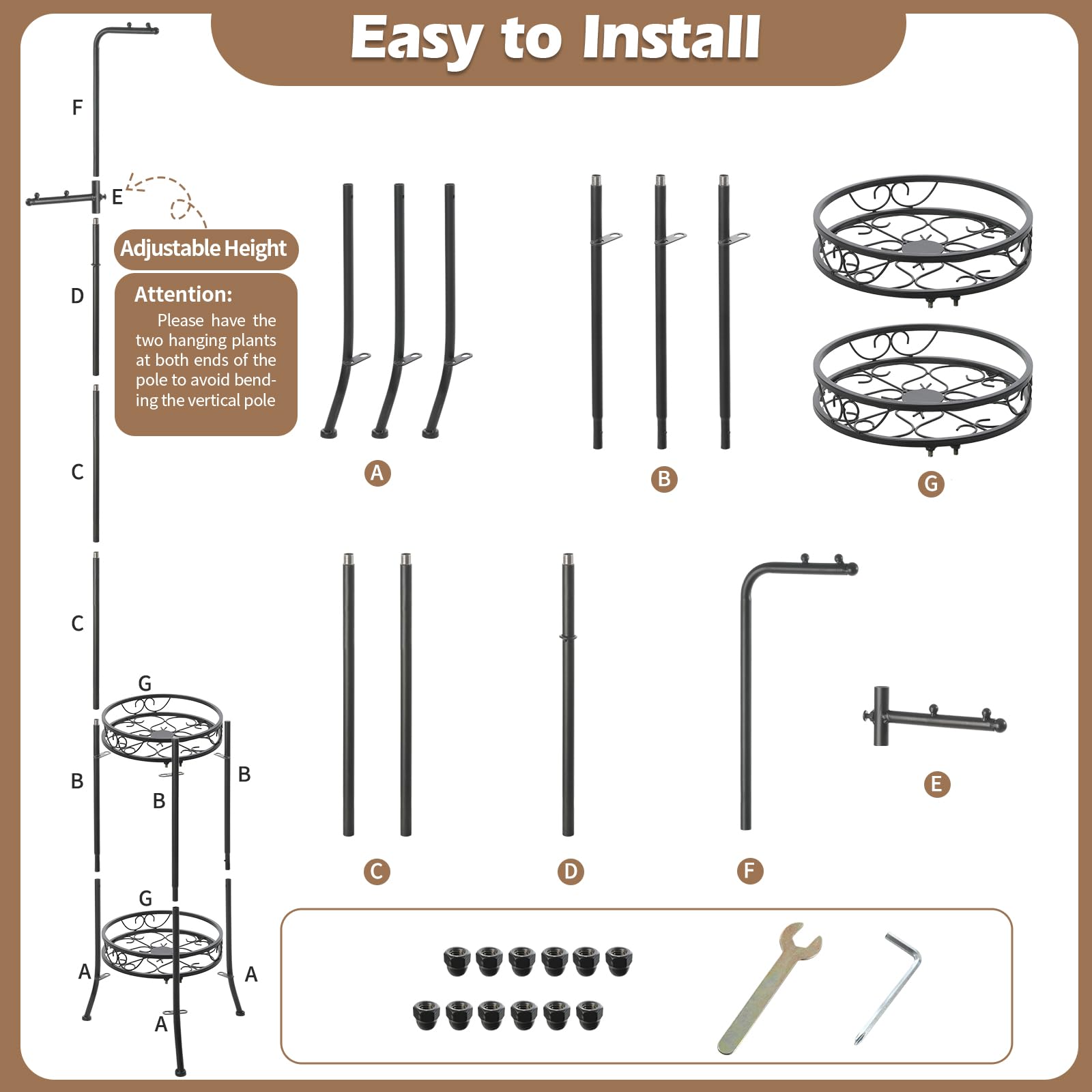 CZWL&HG tier detail with hangers demonstrating adjustable planting options
