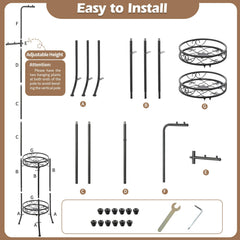 CZWL&HG tier detail with hangers demonstrating adjustable planting options
