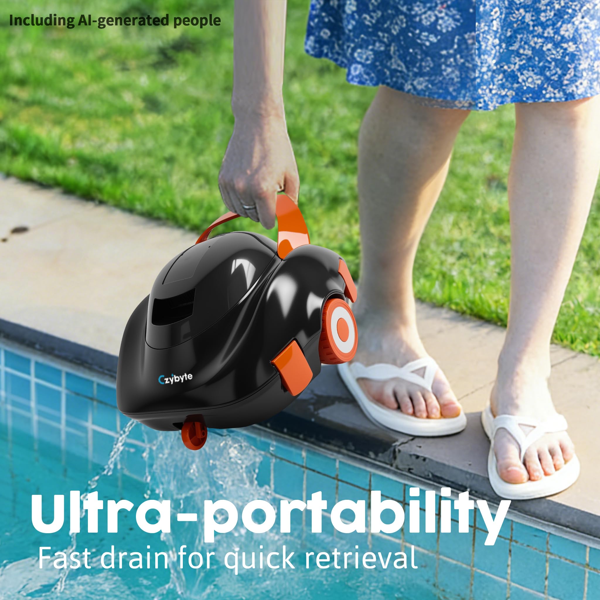 CZYBYTE open battery compartment with charger showing quick 3–4 hour recharge