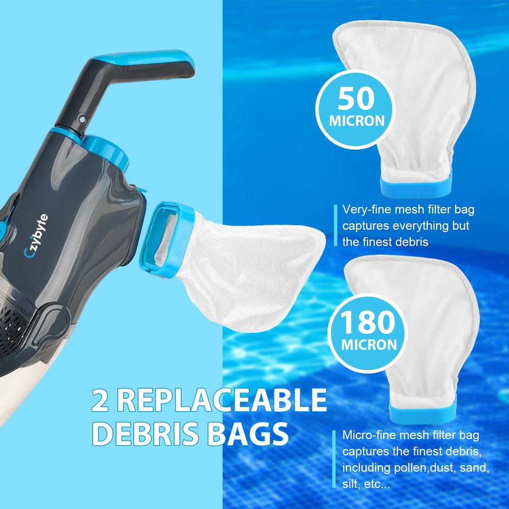 CZYBYTE handheld vacuum in use on pool stairs for thorough cleaning