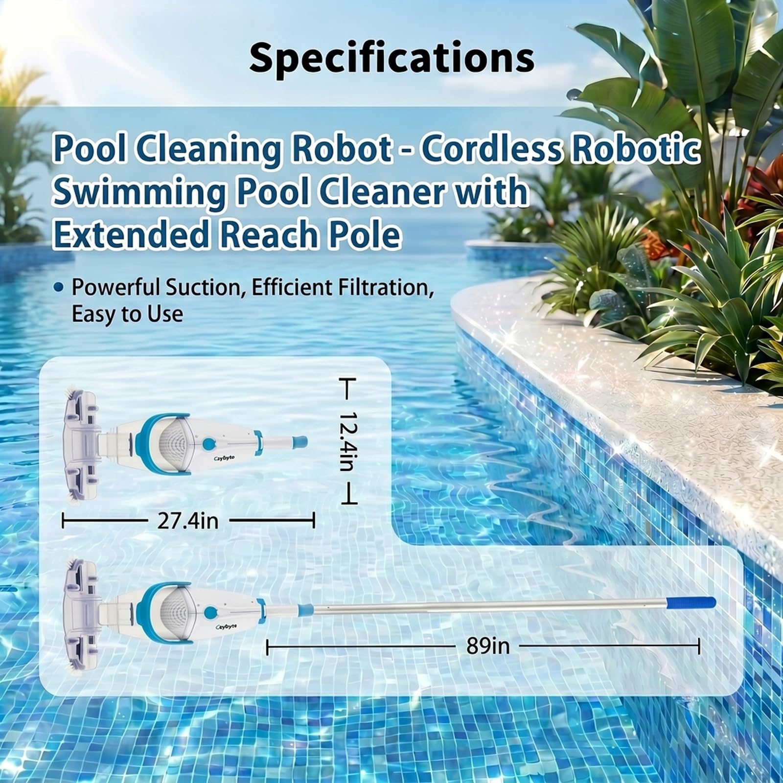 CZYBYTE cordless vacuum in a poolside scene benefit effortless spot-cleaning