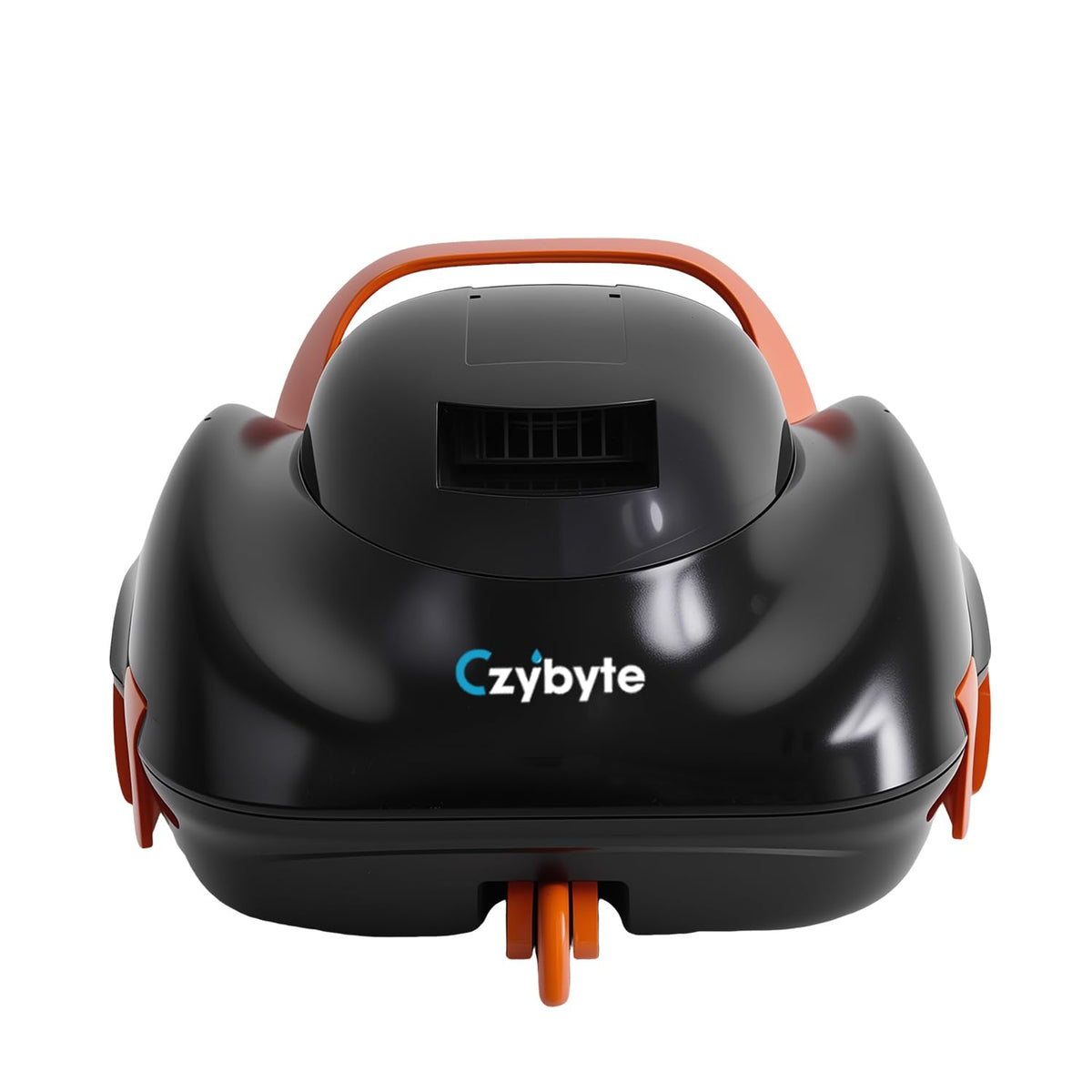 CZYBYTE front view showing orange robotic cleaner and compact silhouette for easy storage