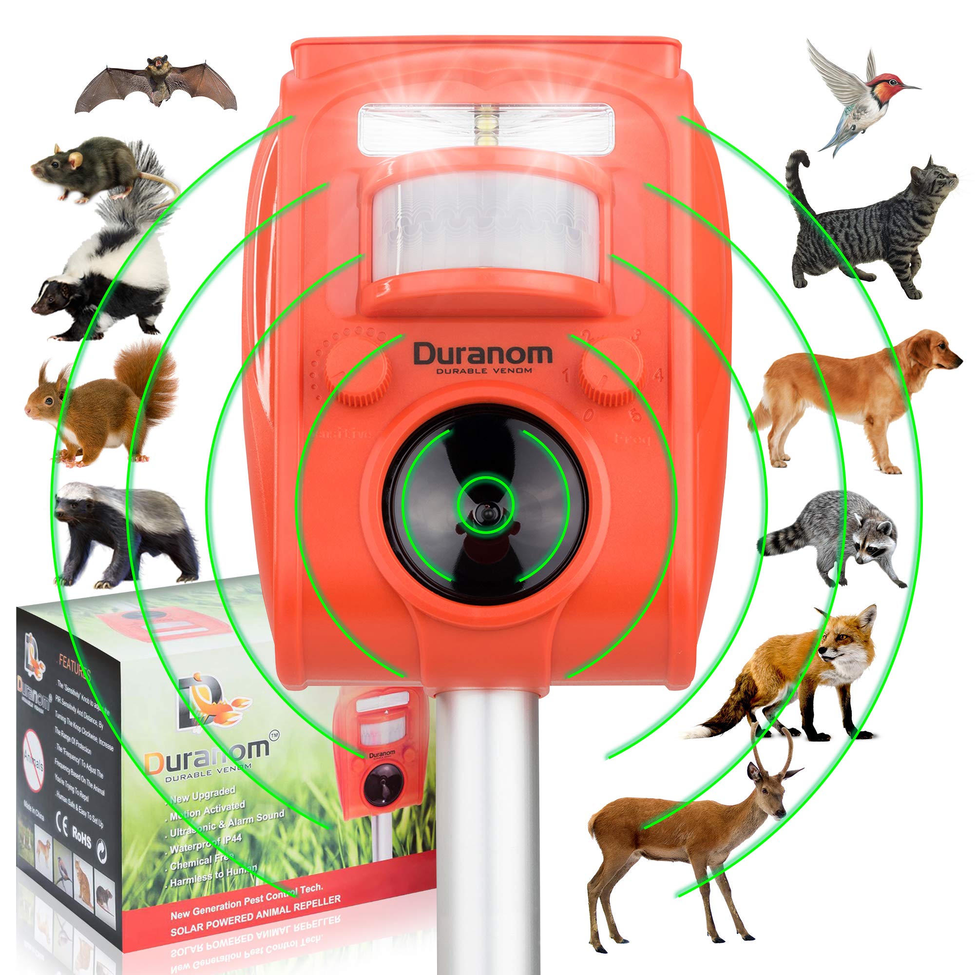 D DURANOM DURABLE VENOM front view showing overall deterrent design and placement benefit