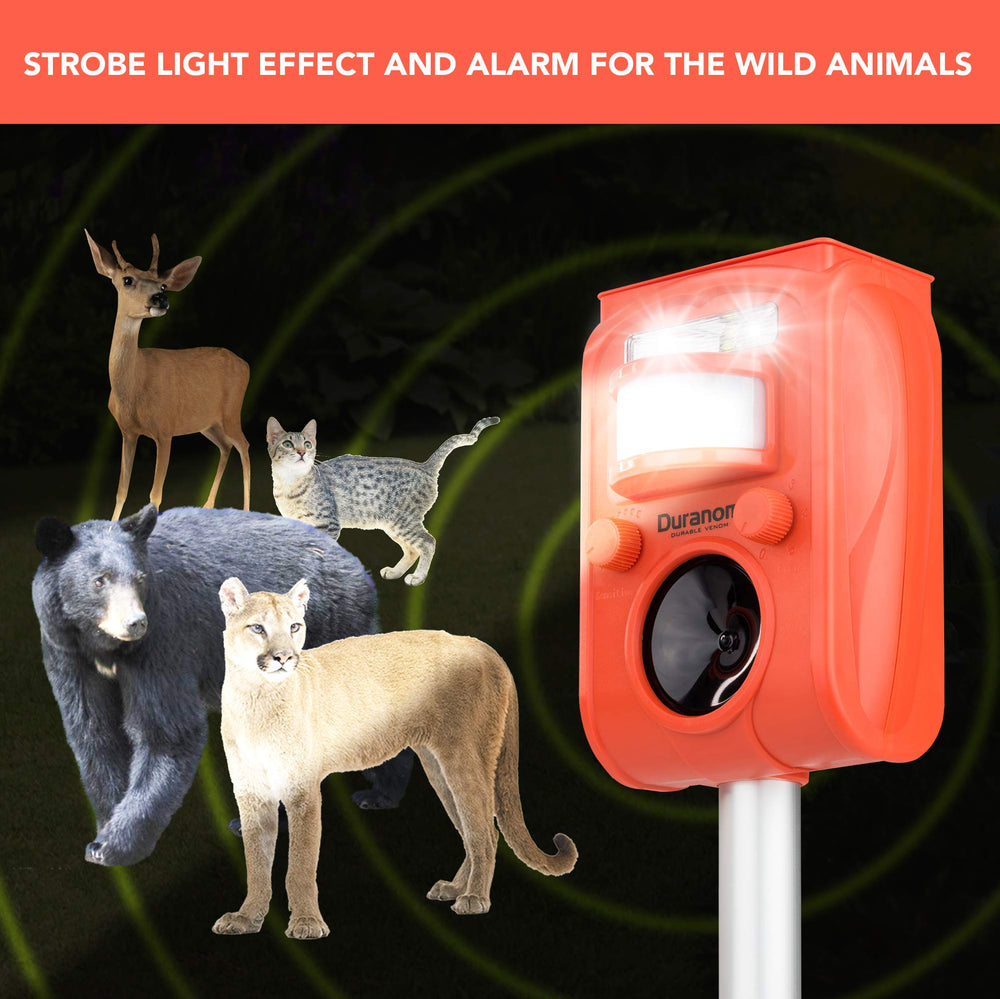 D DURANOM DURABLE VENOM strobe and speaker closeup showing light and sound deterrent benefit