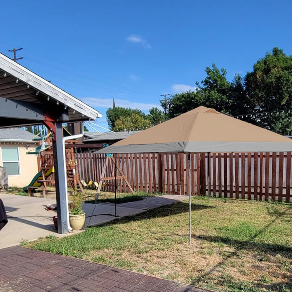 D&ONEHOS canopy in backyard setting illustrating event-ready shade and UV protection