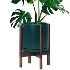 D'vine Dev front view of teal ceramic pot showing clean modern shape and stylish appeal