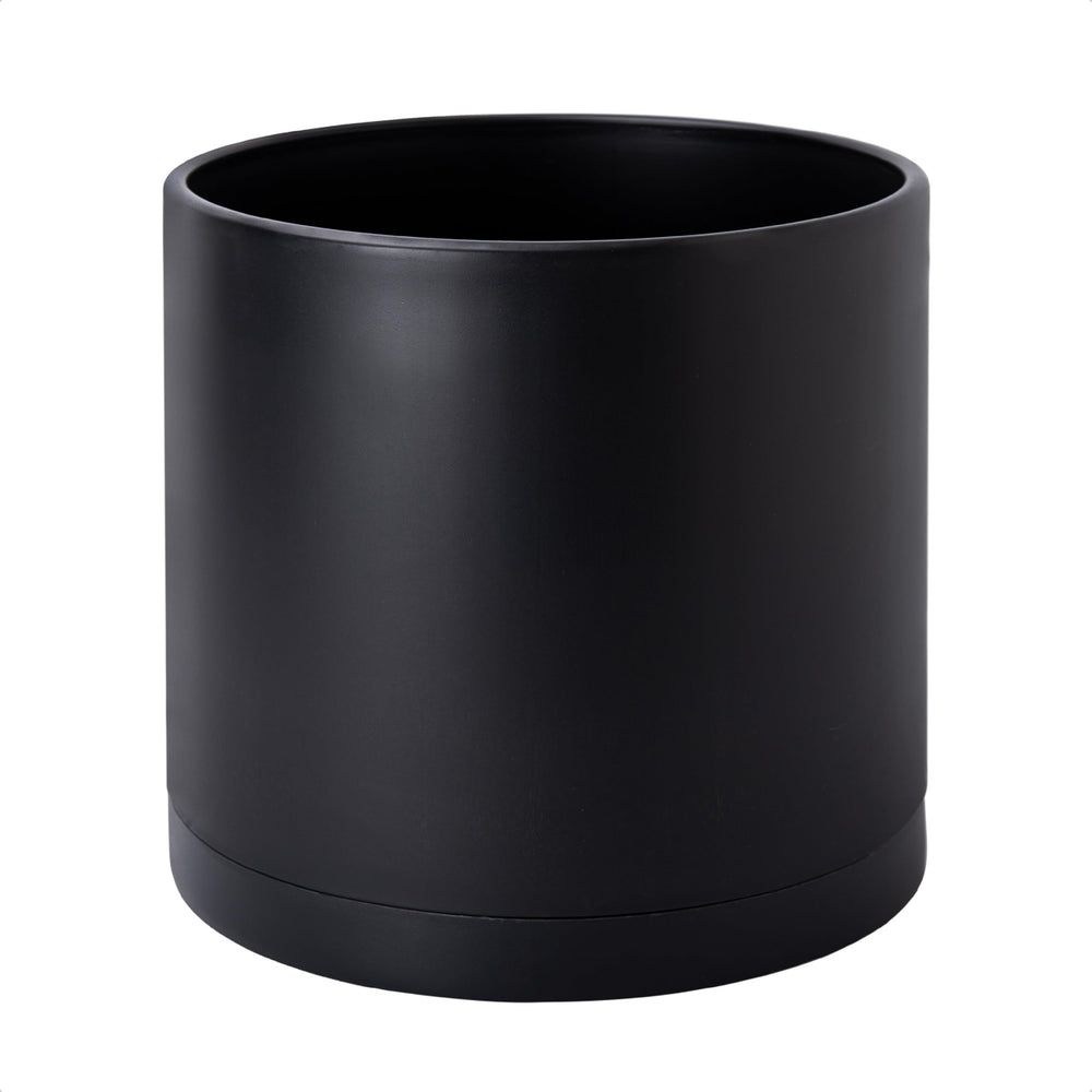 D'vine Dev vista frontal de la maceta negra, diseño minimalista y estable
