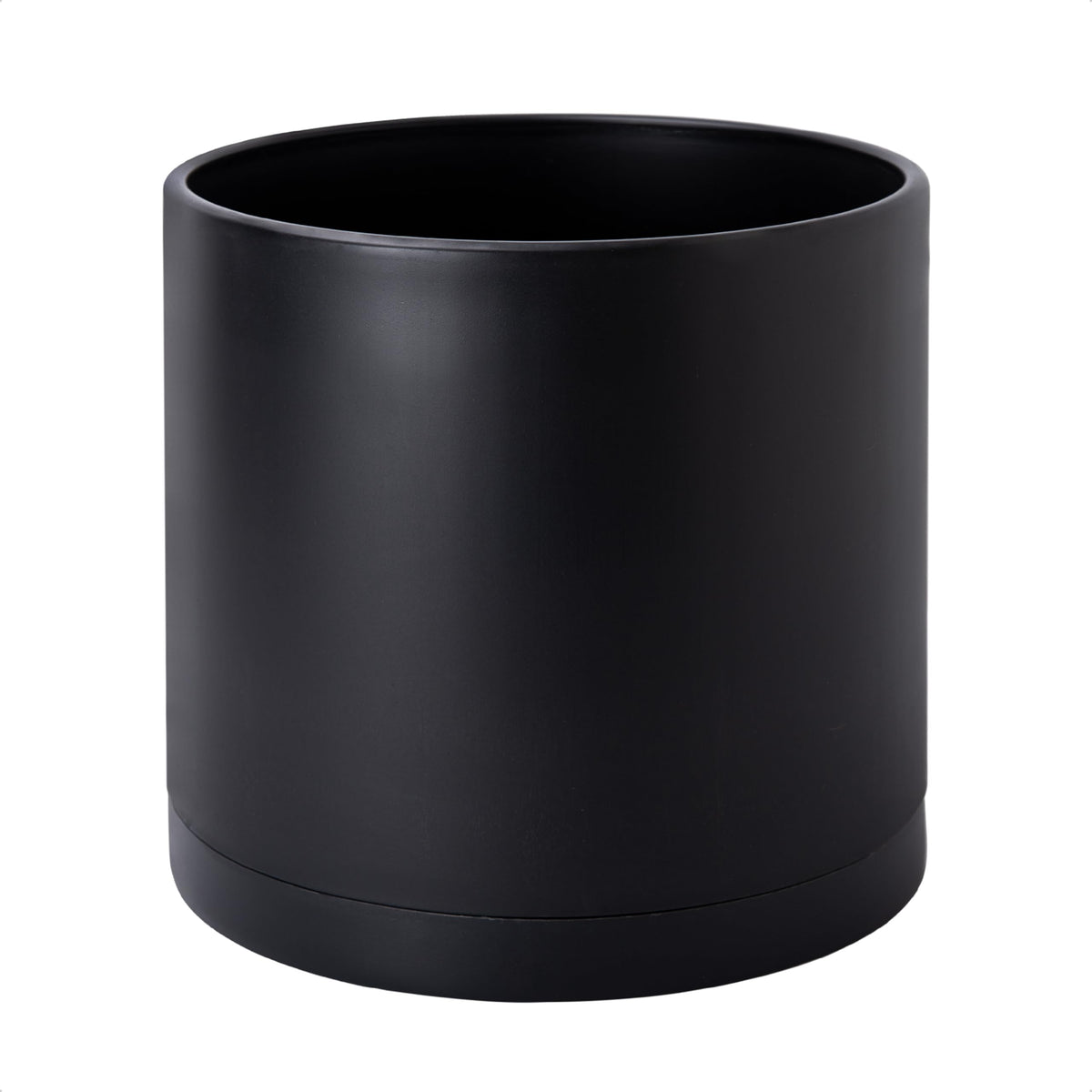D'vine Dev vista frontal de la maceta negra, diseño minimalista y estable