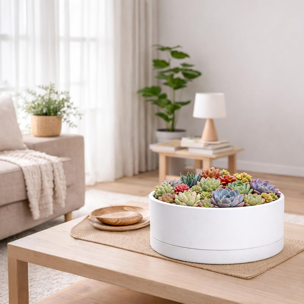 D'vine Dev pot held in hand to show lightweight size and easy repositioning