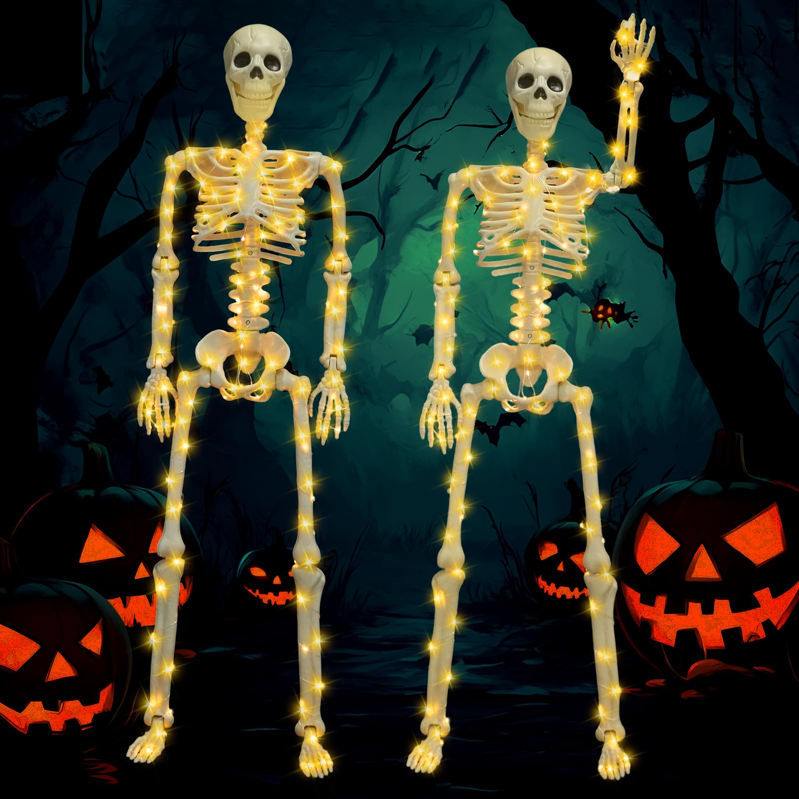daboot two skeletons in graveyard setup building dramatic scene