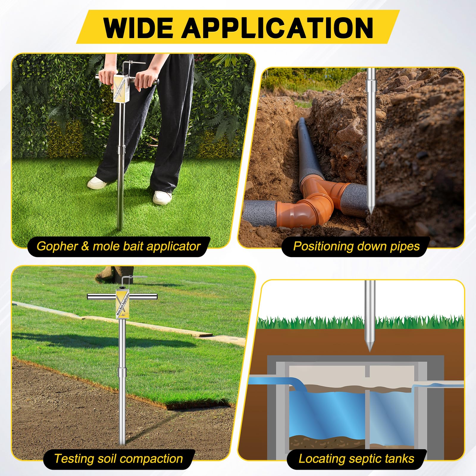DACK applicator next to ruler showing scale for planning placement and yard coverage