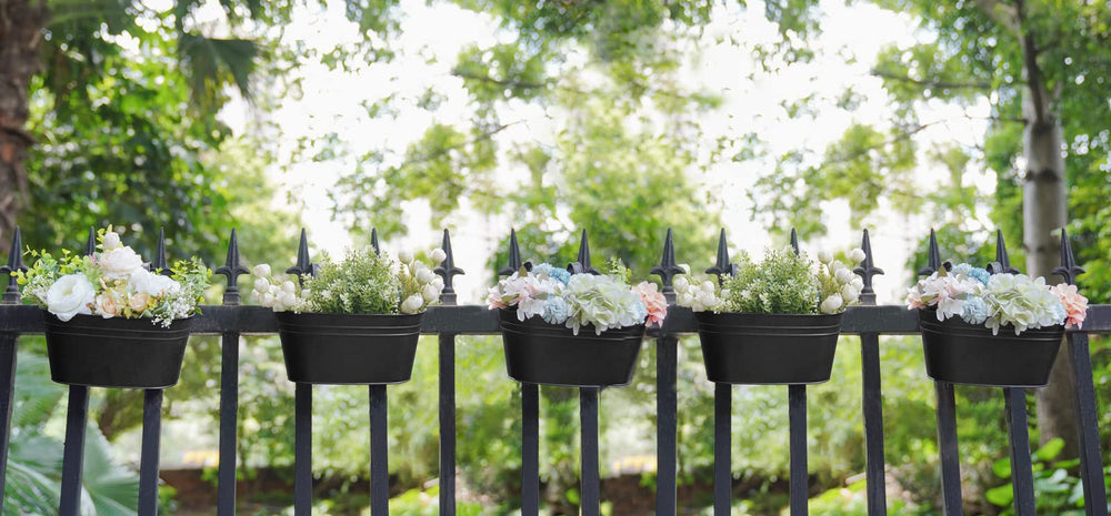 Dahey planter filled with herbs and flowers for easy kitchen access