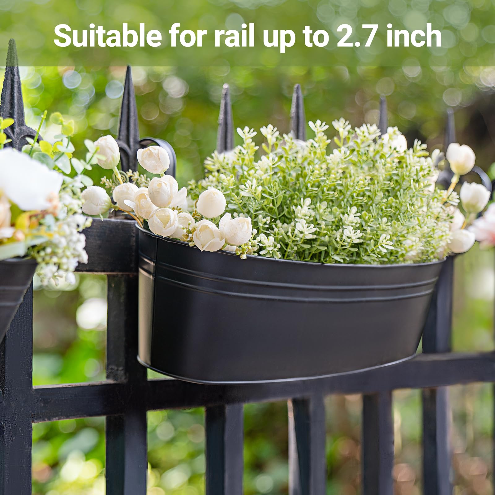Dahey planter filled with herbs on balcony showing space-saving garden benefit