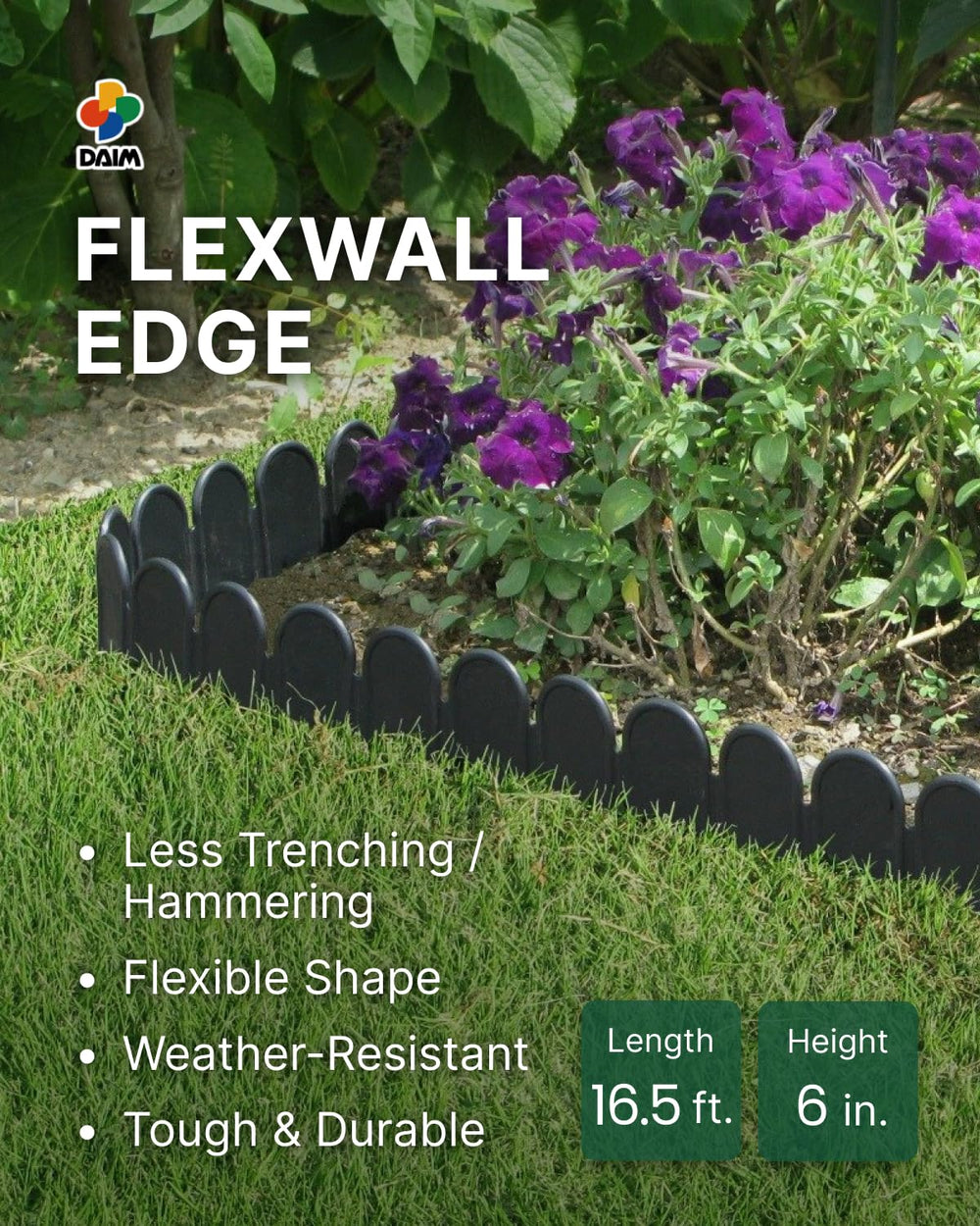 DAIM close-up of plastic texture highlighting flexible weatherproof material advantage