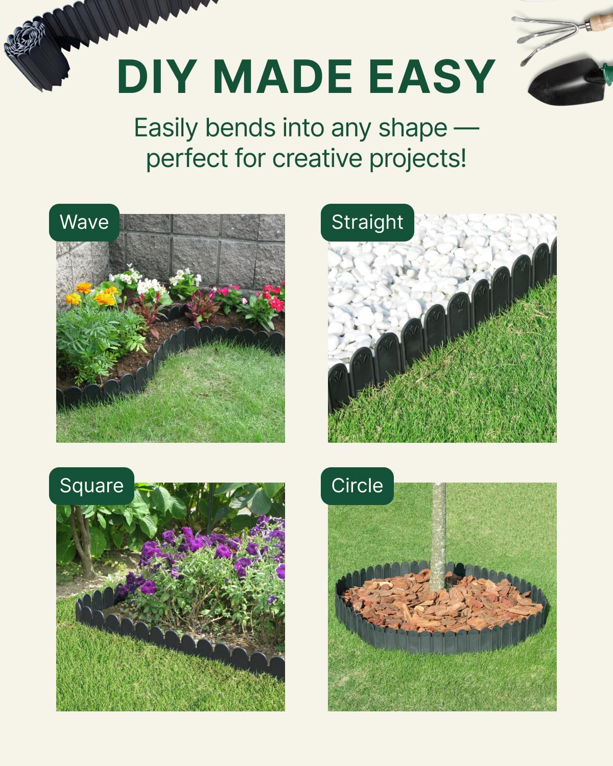 DAIM hand placing edging to show scale and simple DIY installation advantage