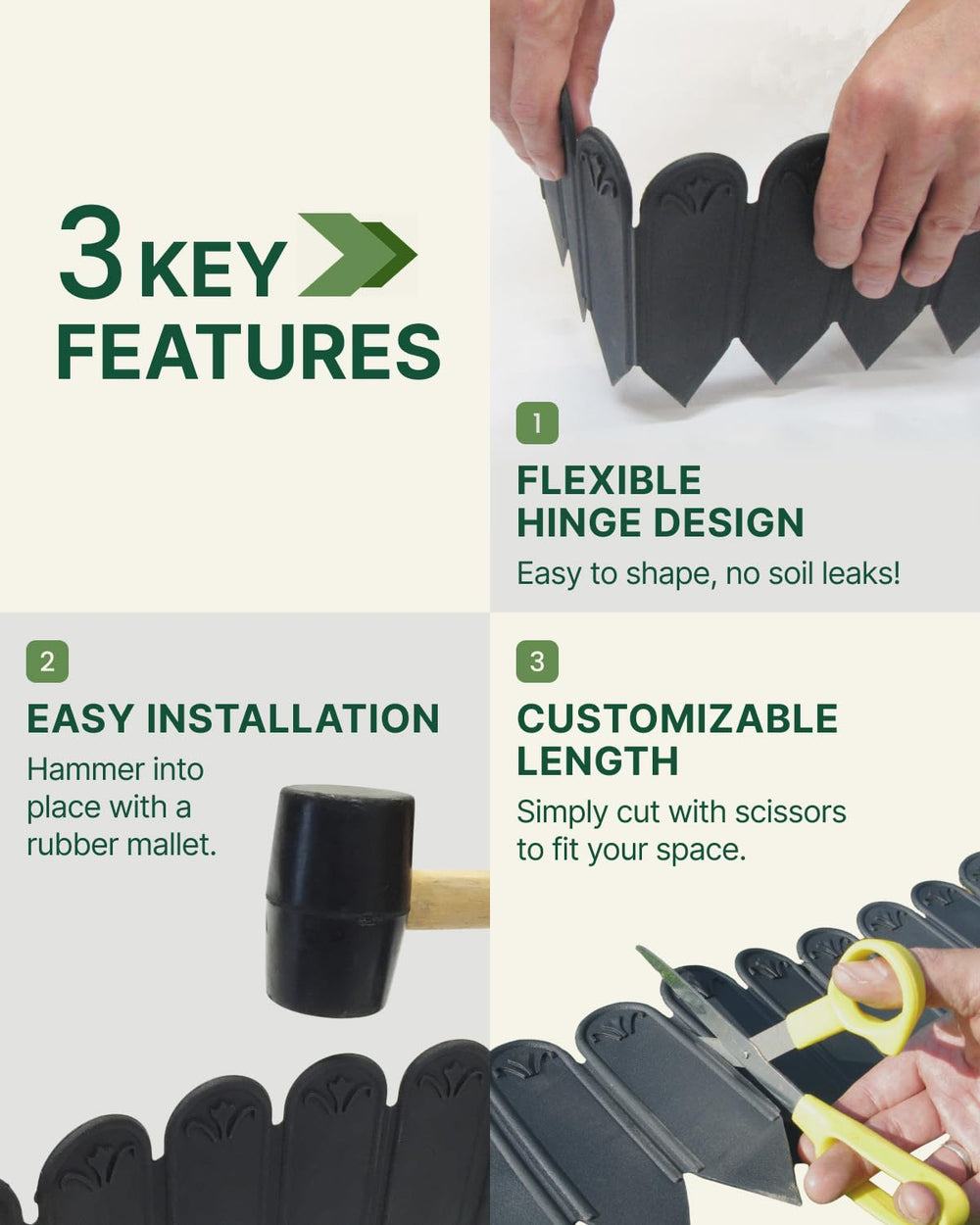 DAIM product label and length dimensions illustrating size and trim-to-fit convenience