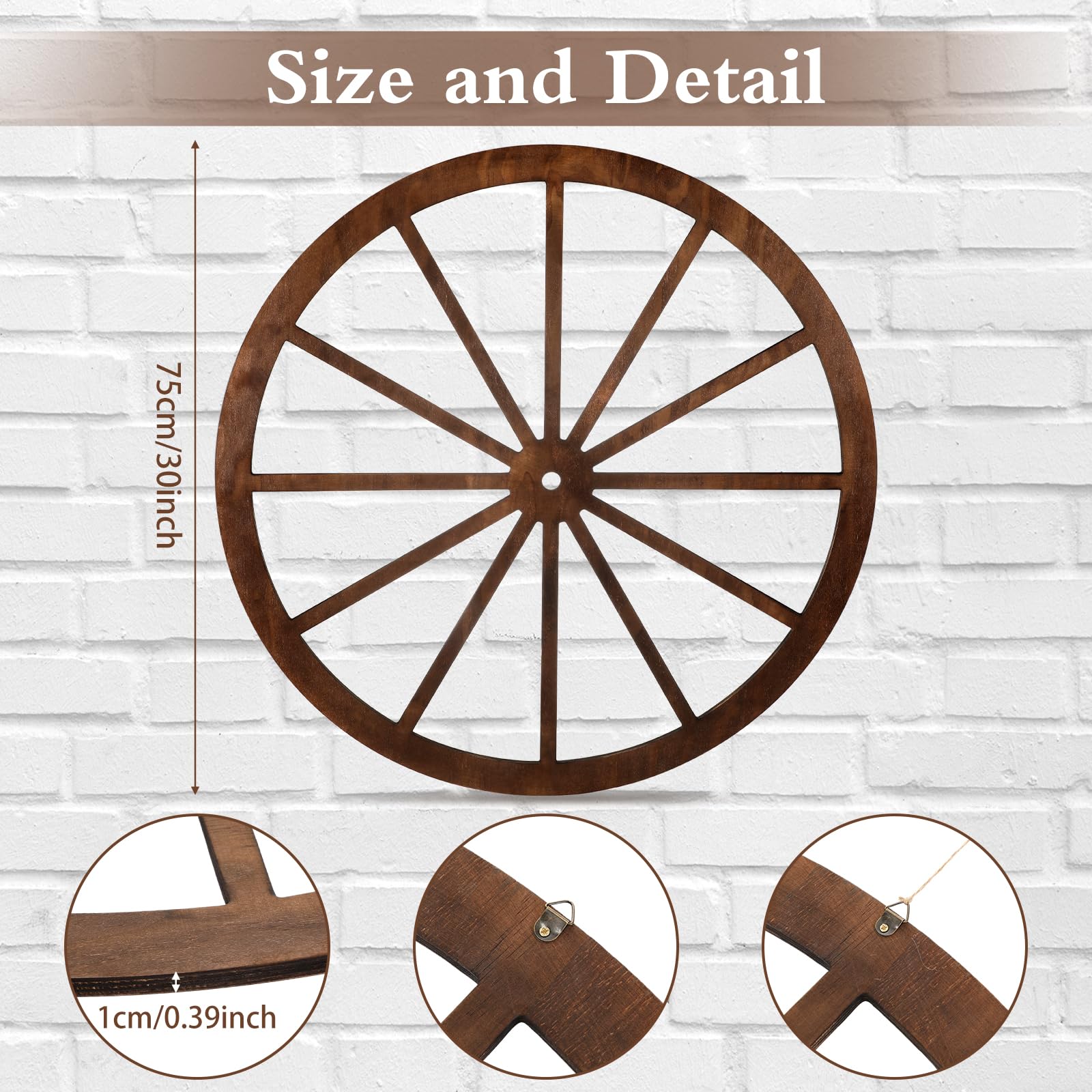 DaisyInner wagon wheel back hanger detail for quick no-fuss installation benefit