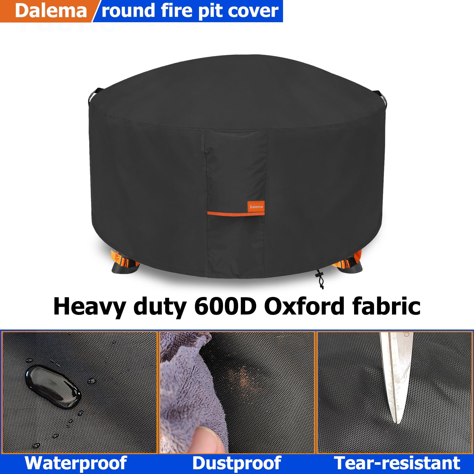Dalema buckle straps and adjustable hem cord securing cover in wind