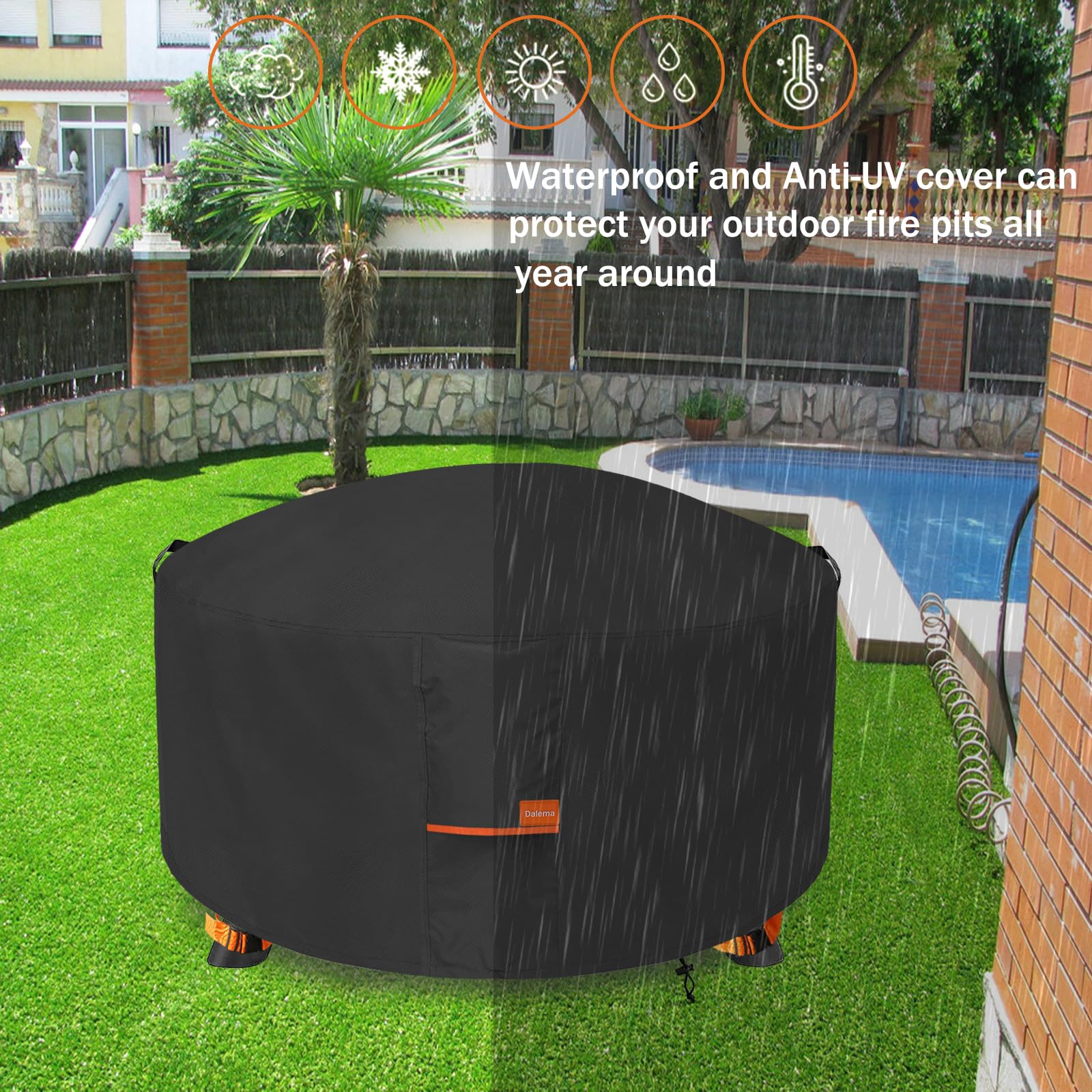 Dalema cover with measuring tape, confirms 42-inch fit accuracy