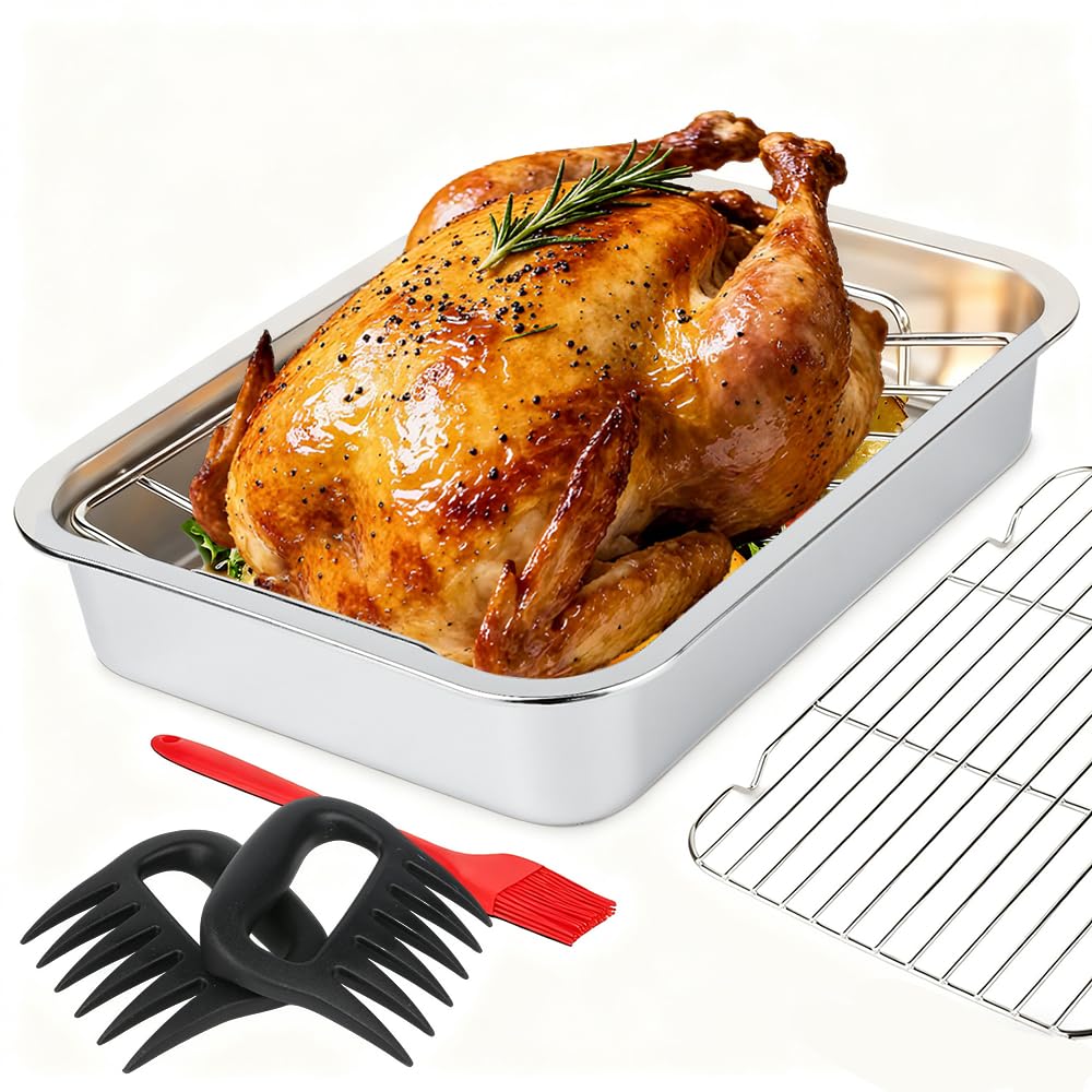 Dallden front view of roasting pan set showing full kit and safe cooking