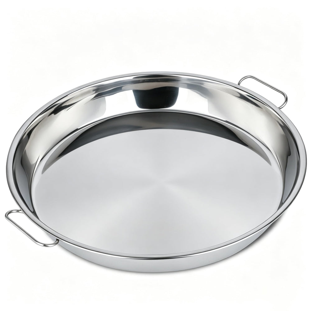 Dallden front view of stainless steel drip pan showing fit and durability benefit