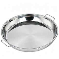 Dallden front view of stainless steel drip pan showing fit and durability benefit