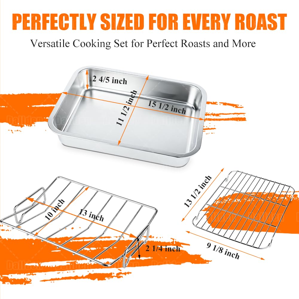 Dallden close-up of V-shaped rack supporting heavy roast for even browning