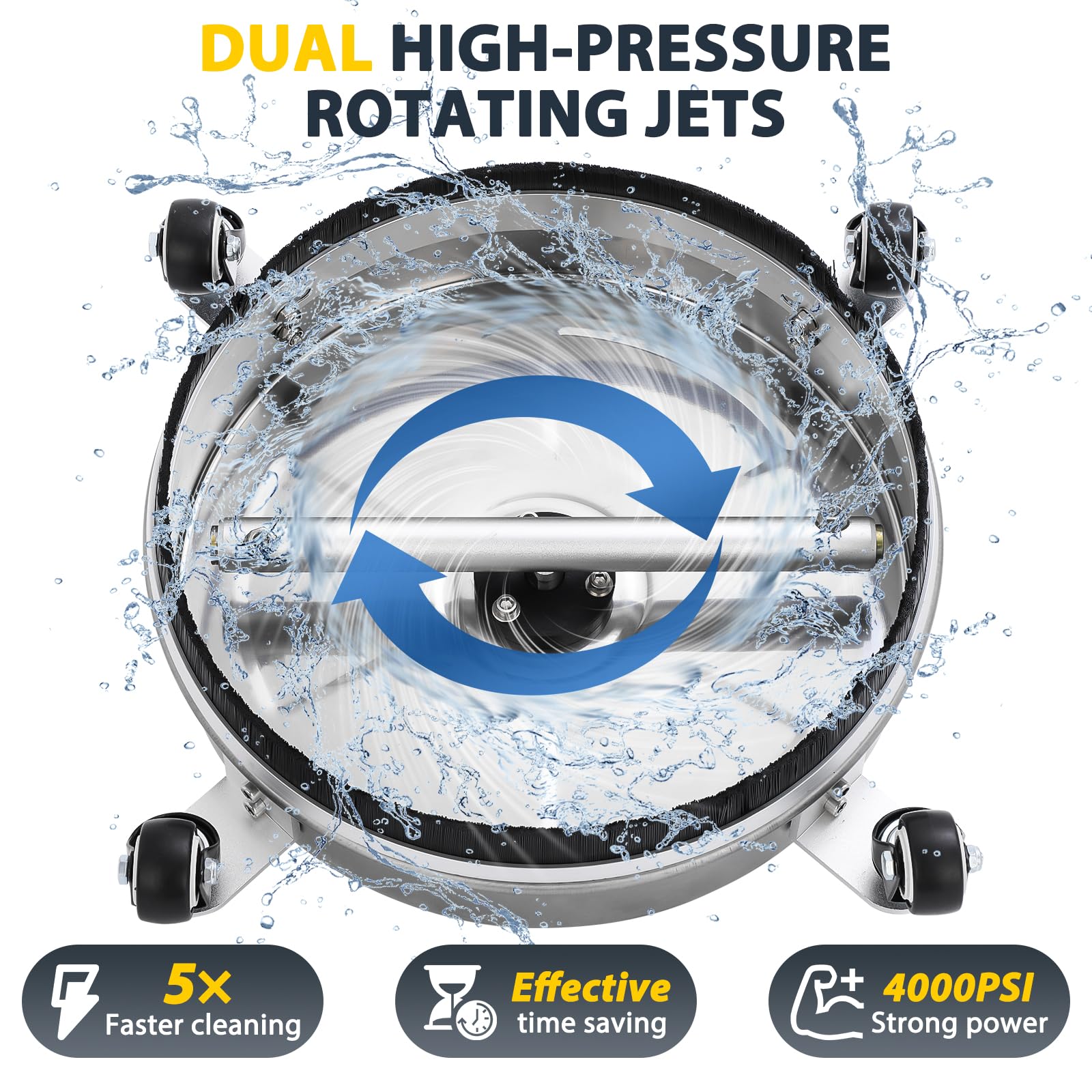 Dalmbox four swivel wheels detail for smooth steering and consistent cleaning height
