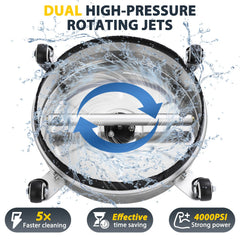 Dalmbox four swivel wheels detail for smooth steering and consistent cleaning height