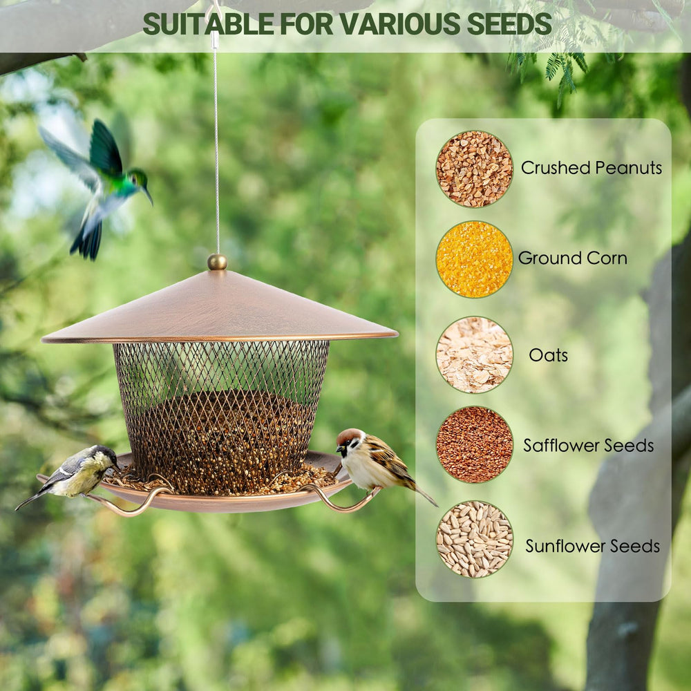 DALOHOMI feeder hanging from tree in backyard attracting wild birds
