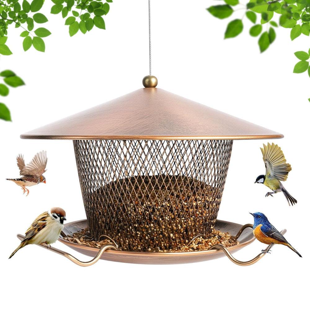 DALOHOMI front view of hanging bird feeder showing sturdy design and easy access